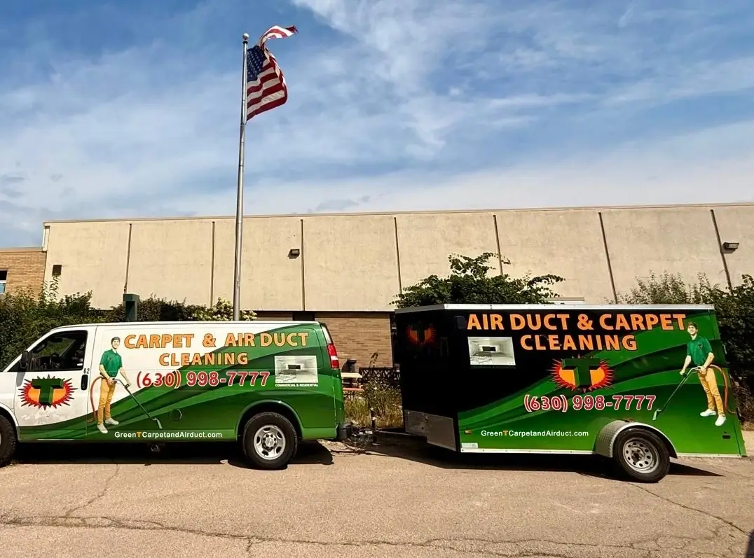 Green T service van and trailer proudly serving Chicagoland